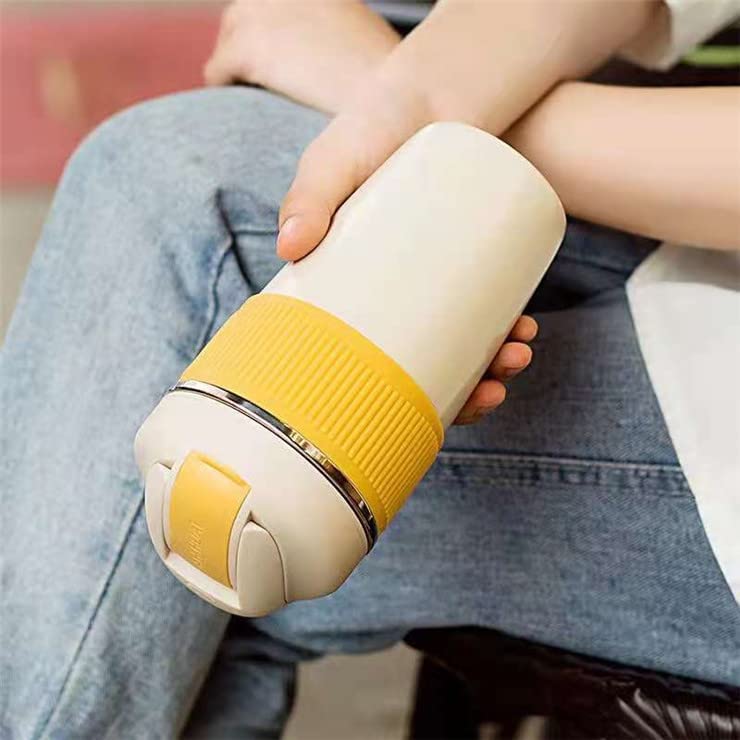 Image of Wosta Stainless Steel Coffee Mug I Travel Mugs For Hot Drinks I Insulated Coffee Cup With Leakproof Lid I Travel Coffee Cup I Reusable Coffee Cup With Lid For Hot /Cold Drinks 17Oz /480Ml (Yellow)