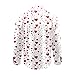 Valentines Day Dress Shirt Men Stylish Casual Lapel Long Sleeve Love Heart Print Button Down Shirts Mens Vacation Top Heart Sweater for Men B, White