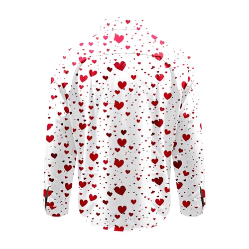 Men Button Down Shirts 2025 Heart Print Lapel Long Sleeve Blouse Tops Casual Simple Vacation Day Classic Clothes4
