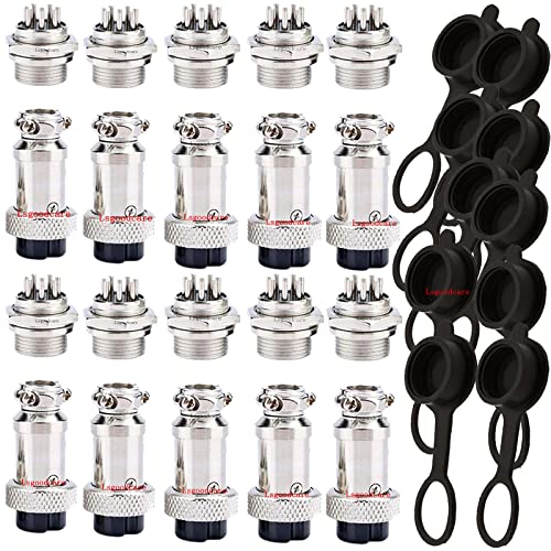Lsgoodcare 30PCS 16MM 8 Pin Metal Aviation Connector Female 5A & GX16-8Pin Thread Aviation Wire Plug Male & Aviation Sockets Caps