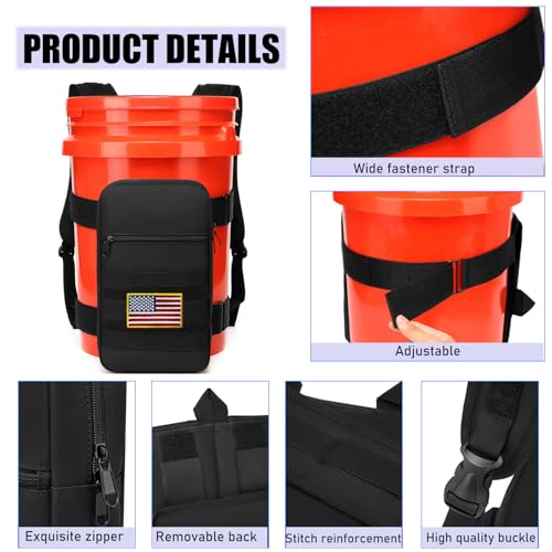 image for XINTREY 5 Gallon Bucket Backpack for Fishing, Sports, Hunting, Apple P