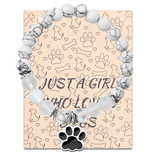 FUSTMW Paw Print Bracelet - Just for Her Who Loves Dogs - Charm Jewelry, Puppy Lover Gifts, Memorial