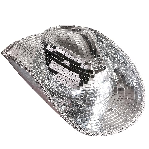 COPLKY Cowboy Hat Vacation Hat Mirrored Reflective Surprise for Girl Boys Cowgirl Hat for Carnivals Music Festival