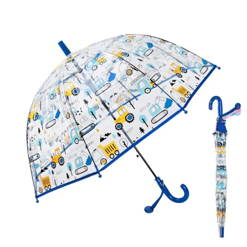 Genérico Sombrilla Transparente Niños - Paraguas Cúpula Antipellizco Resistente Viento, Mango Gancho Fácil Agarre | Exterior Lluvia Paseo Camping Escolar