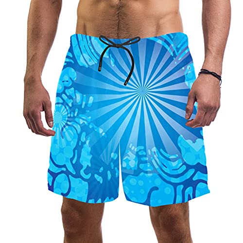 Short de bain Starburst bleu ciel grand short de plage homme XXXXL