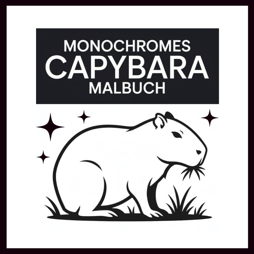 Monochromes Capybara Malbuch: Entspanntes Ausmalen mit süßen Kapibara-Silhouetten – Einfach, beruhigend
