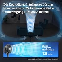 Levoit 20dB Standventilator sehr leise mit intelligenter Steuerung via APP & Alexa, DC Motor mit 30m Wurfweite, Ventilator mit Kühlung, Fan mit Fernbedienung, 4 Modi 12 Stufen 12 Std Timer – Ansicht 2