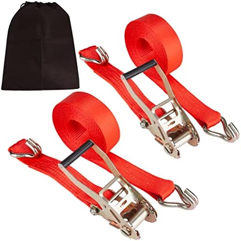 CARTMAN 2in x 27ft Ratchet Tie Down Straps, 10,000lb, 2 Pack, Red
