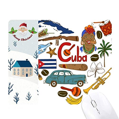 Cadeau de Noël tapis de souris Cuba avec motif coeur paysage
