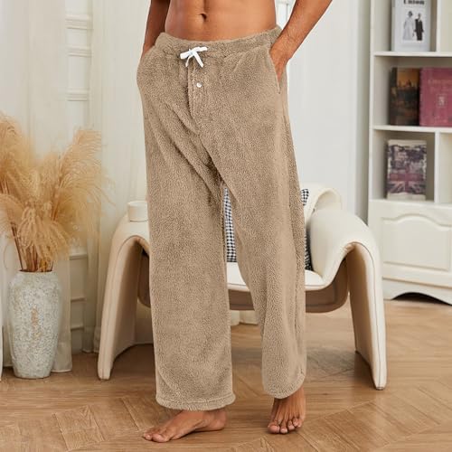 Men's Fleece Pajama Pants Flannel Cotton Buffalo Plaid Comfy Lounge Pants PJ Bottoms with Pockets2