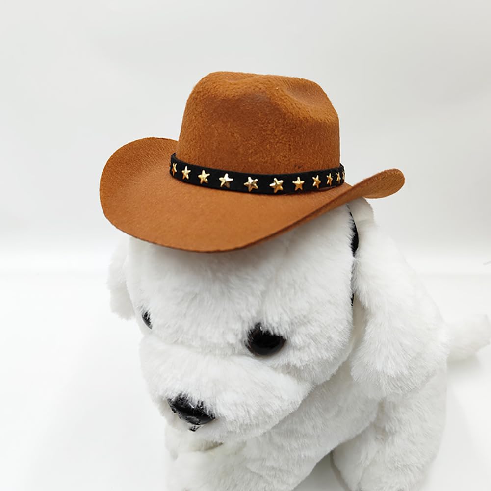 JIHUOO Small Pet Cowboy Hat Cat Cowgirl Hat Pet Cosplay Party Hat Dog Halloween Costume Cap Dog Western Costume Hat Pet Halloween Headwear with Adjustable Strap Pink - Image 3