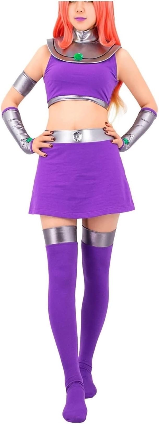 TYCDZTitan Starfire Women's Costume - Koriand'r Princess Purple Outfit with Stockings