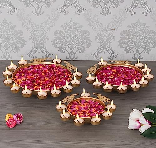 Cuencos decorativos de pavo real para el hogar, set de 3 boles de mesa hechos a mano 2