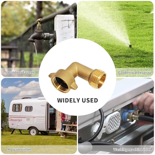 Image of 2 Packs Garden Hose Adapter,90 Degree Hose Elbow For RV Water Hoses,3 /4 inch Garden Hose Connector,Camper Water Hose,Garden Hose Elbow Solid Brass Adapter