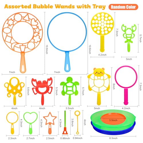 Bubble Wands Set for Kids,17 pcs Assorted Bubble Wands with Tray, Big Bubble Maker Wand for Kids Summer Outdoor Games,Birthday Party,Family Event,Gifts for Bubble Lovers
