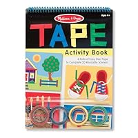 Melissa & Doug Tape Activity Book for Kids with 4 Easy-Tear Tape Rolls (Blue, Green, Red, Yellow) & 20 Reusable Scenes on Spiral-Bound Sheets, Road Trip Activities & Travel Toys for Kids Ages 4+