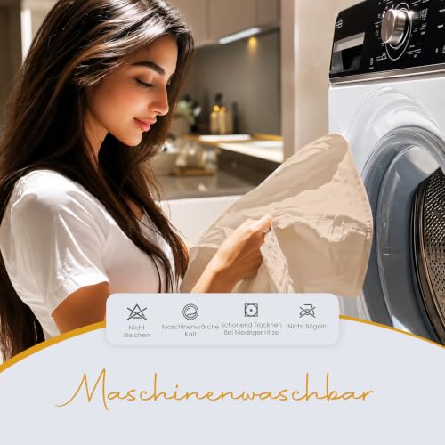 wasserdichte Kissenbezüge Mit Reißverschluss Beige 50x70cm, 2er, Gegen Bettwanzen – Ansicht 6