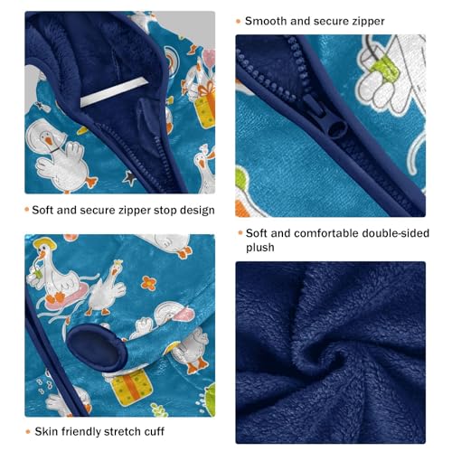 Cute and Funny Goose Girls Fleece Jacket Girls Fall Jacket Girls Zip Up Hoodie Girls Sherpa Jacket 2-10T3