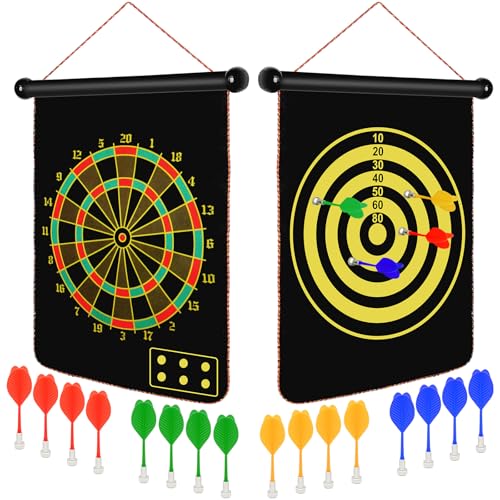 Magnetic Dart Board Outdoor Game Suitable for Children to Play Comes with 12 Darts Best Toys Gifts for Teenage Boys Girls Age 5 6 7 8 9 10 11 12 Years (15 in)