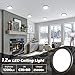 zemty LED Ceiling Light Fixture, 6.5-Inch 12W 1200lm Small Flush Mount Light, Adjustable 3000K 4000K 6500K Color Temperatures, Round Flat Recessed Lamp for Kitchen Closet Hallway Laundry, Black