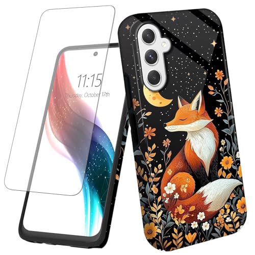 GYSYSQSH Samsung Galaxy S25 FE 5G �X�}�z�P�[�X �X�N���[���v���e�N�^�[�t�� Fox Moon �f�U�C�� ���f�B�[�X �����Y �n�C�u���b�h �f���A�����C���[ �n�[�h PC �V�F�� �\�t�g TPU �V���R�� ���C�����X�[�d ��