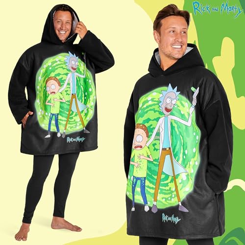 RICK AND MORTY Blanket Hoodie for Men and Teenagers - Cosy Oversized Fleece Hoodie One Size Sherpa Lined - Gifts for Men3