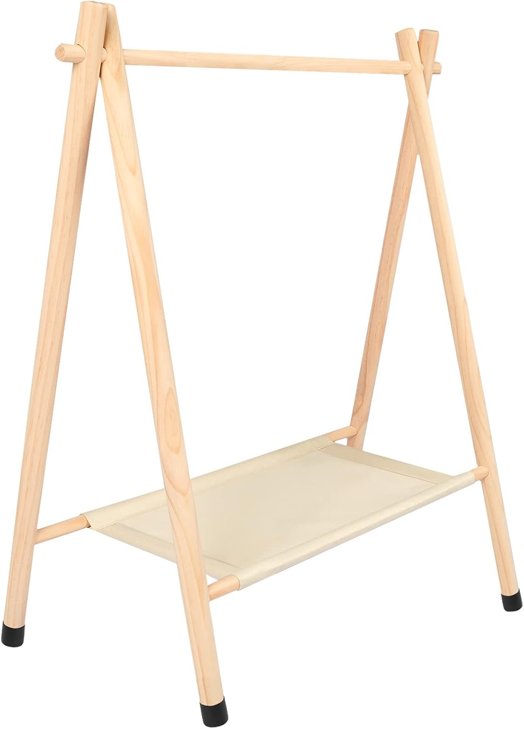Queekay Kids Clothing Rack Kids Garment Rack for Baby Shower Pets Dolls Baby Dress up Storage Wooden Clothes Organizer with Storage Shelf Hanger Rack (Beige,Medium) Medium Beige