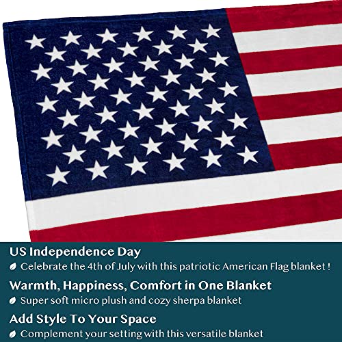 Pavilia Us Flag Patriotic Blanket - American National Flag Throw Blanket For Sofa Couch Bed, Soft Microfiber Fleece Reversible, Usa Military Veteran July 4Th Gift - 50 X 60 Inches Us Flag #TOP1