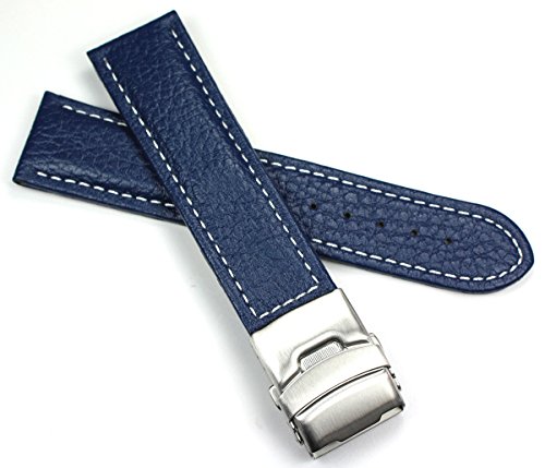 Bracelet de montre en cuir de veau bleu marine 24 mm Sulla