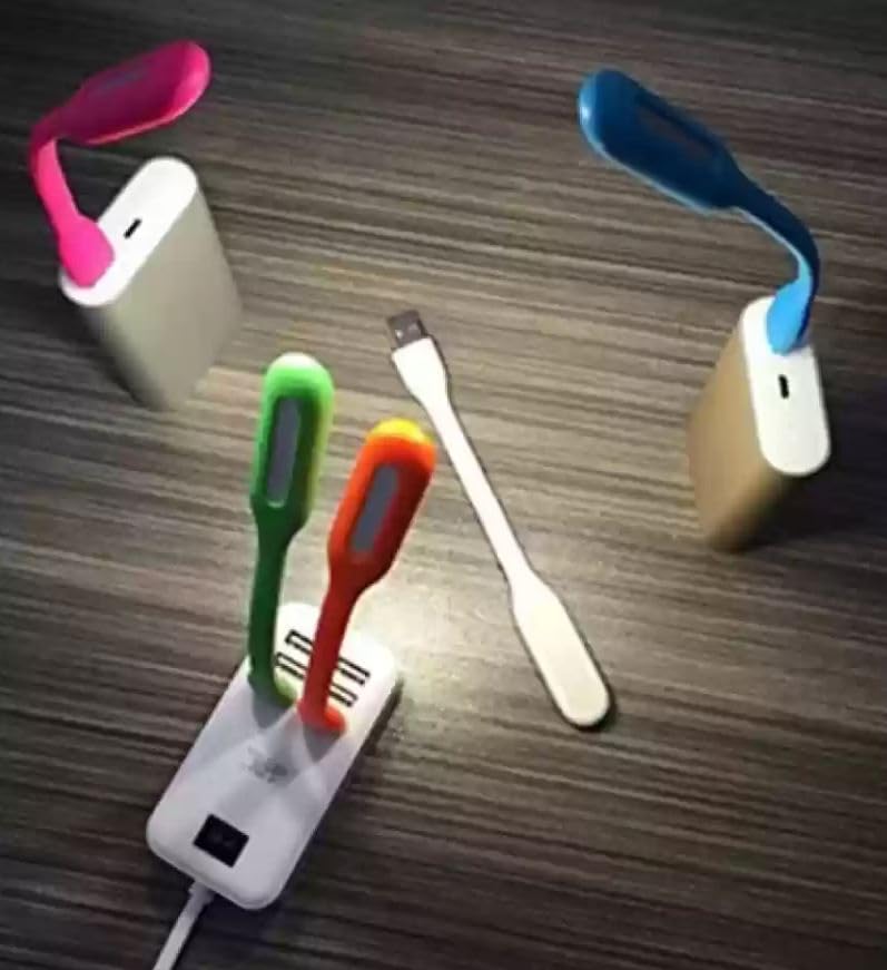 Image of Mini Flexible USB LED Light for Laptop Keyboard, PC, Power Bank, Night Book Reading Lamps Silicone Portable Gadget Multi Color - 17 CM (Pack of 5)