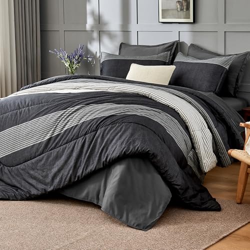 Andency King Size Comforter Set, Black White Grey, 7 Pieces by Andency - Used condition - Image 2