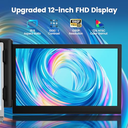 Teamgee 12’’ Laptop Monitor Erweiterung, EIN Kabelanschluss für Windows Laptops mit 13"-16,5" Bildschirme, FHD 1080p Display, USB-C – Bild 4
