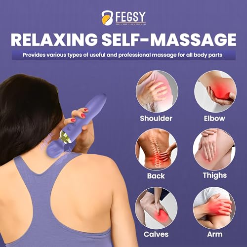 Image of FEGSY Dual Heads Massager Machine for Pain Relief, Rechargeable Wireless Body Massager with Medical Grade Silicone (Purple)