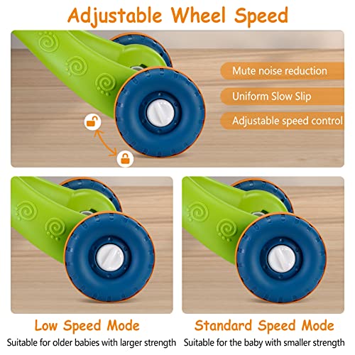 2-in-1-Lauflernhilfe-zum-Sitzen-und-Stehen-fur-Baby-Regulierbarer-Geschwindigkeit-Laufwagen-fur-Kleinkinder-Abnehmbare-Spielplatte-Baby-Musik-Lernen-Spielzeug-Fur-Kinder-von-12-36-MonatenGrun