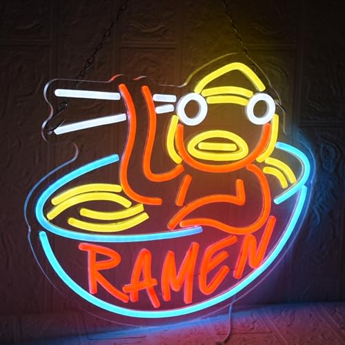 Image of Ramen Neon Sign Noodle LED Neon Lights Dimmable Ramen Neon Light Sign Cartoon LED Neon Signs for Noodle Kitchen Restaurant Pub Home Room Cafe Club Shop Sign Decor