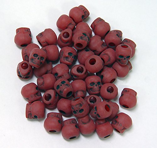 JOLLY STORE Crafts - Skull Beads for Jewelry Making, Easy-to-Use Edgy Design or Halloween Beads for Art, Craft Decorations & More, Crafted in The USA, Antiqued Red, 100 pcs (Pack of 1)