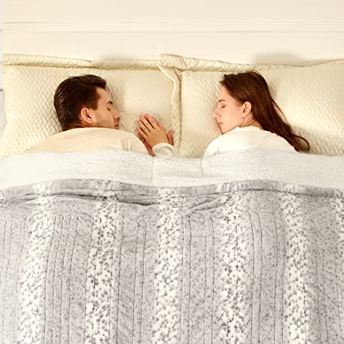 Bearhug Electric Blanket Heated Blanket King Size 100"x 90" Dual Controllers Heating Blanket Gift Reversible Faux Fur & Sherpa,10 Heating Levels, ETL, Machine Washable, Over-Heat Protection