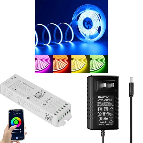 Tira de LED RGB COB PAUTIX 16.4ft con controlador WiFi y fuente 24V miniatura 1