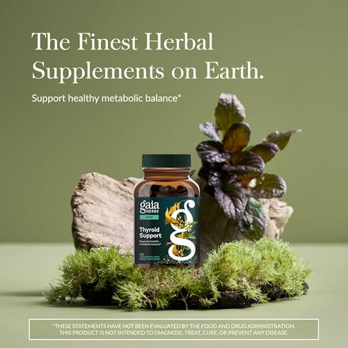 gaia herbs thyroid support - made with ashwagandha kelp brown seaweed amp schisandra to support healthy metabolic balance amp overall well-being - 120 vegan liquid phyto-capsules 40-day supply