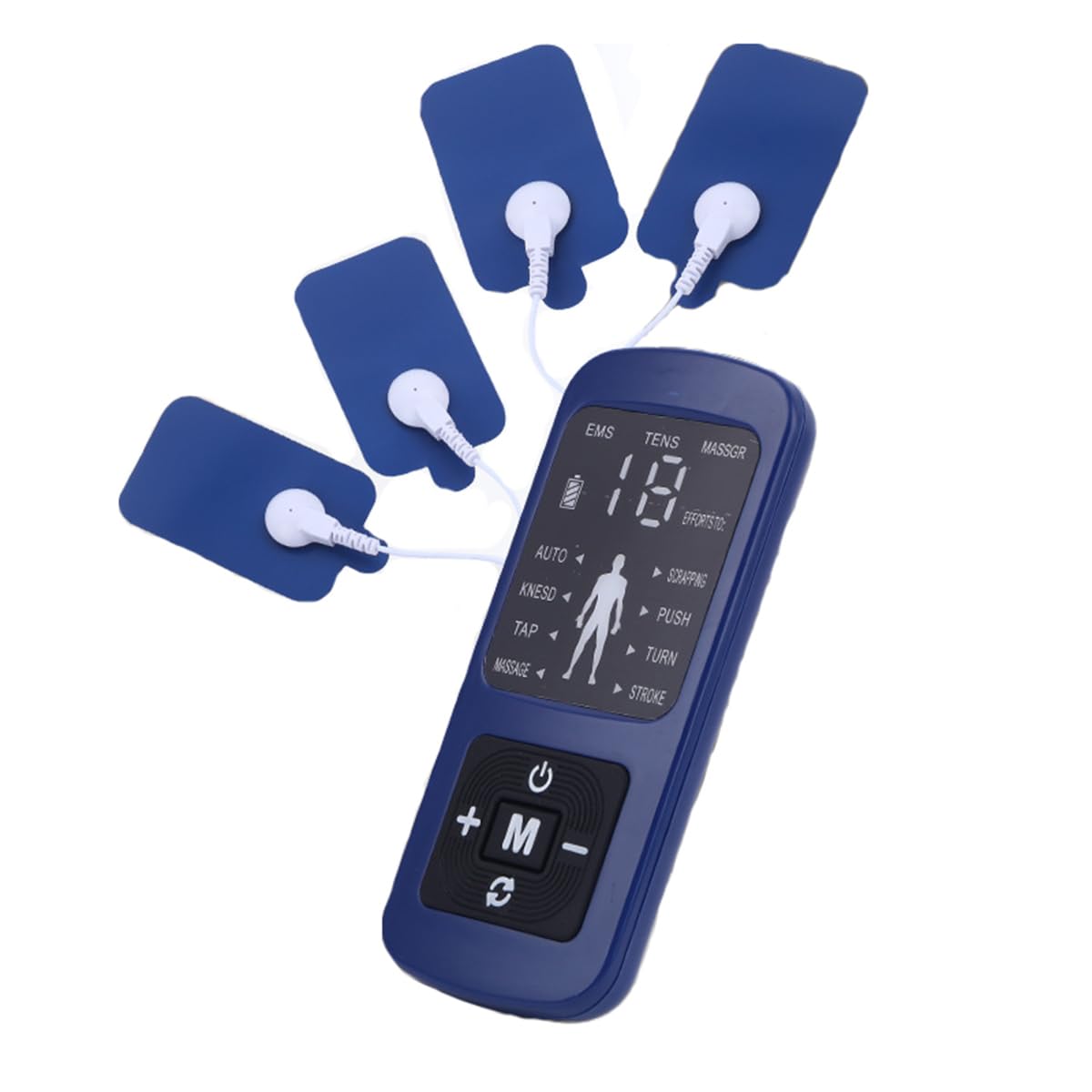Elettrostimolatore muscolare EMS TENS Dispositivo 8 modalità dispositivo di terapia del dolore con 2 canali,Blu