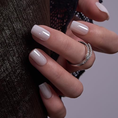 Image of CurvLife Soft Gel Square Milky White Press-On Nails Short, Reusable Fake Nails with Glue & Adhesive Tabs, 30PCS Salon-Quality Stick-On Nails for At-Home Manicure (Urban Frost)