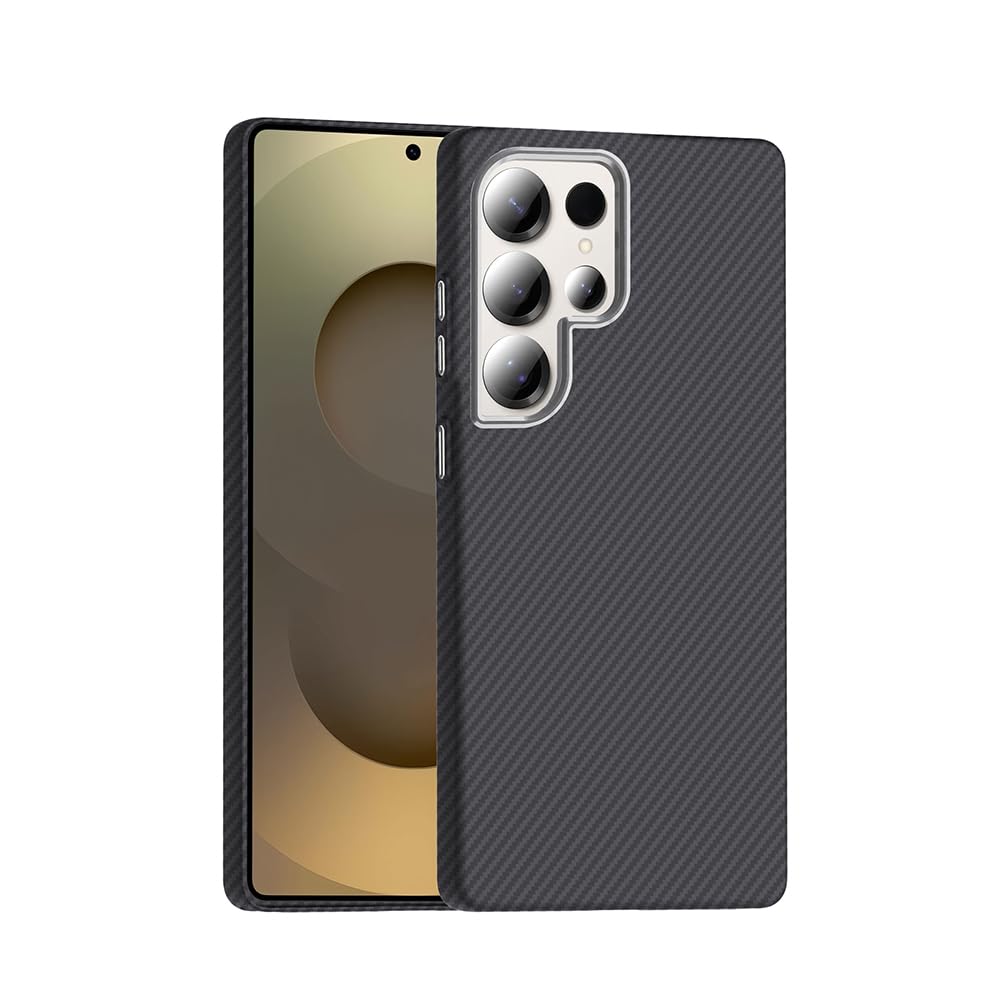 Zore Galaxy ile uyumlu S25 Ultra Kılıf M-safe Şarj Özellikli Karbon Fiber Görünümlü Zore Gros Kapak Siyah