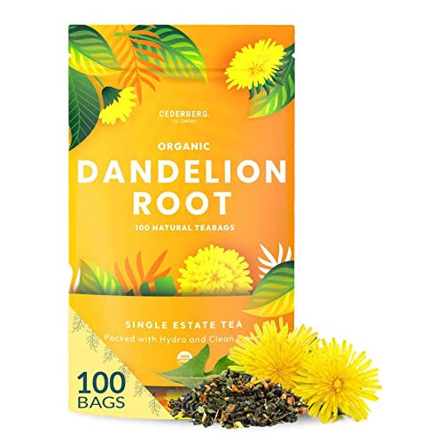 Organic Dandelion Root Tea-100 Tea Bags | Organic Herbal Tea | Eco-Friendly Tea Bags | Non-GMO Caffeine Free Tea