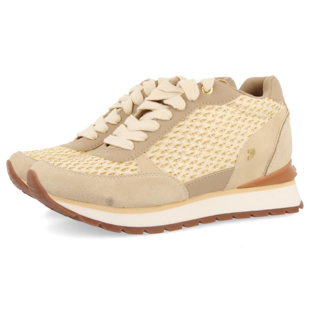 Sneakers Plateadas con CUÑA Interna Y Detalles Trenzados para Mujer HEKAL