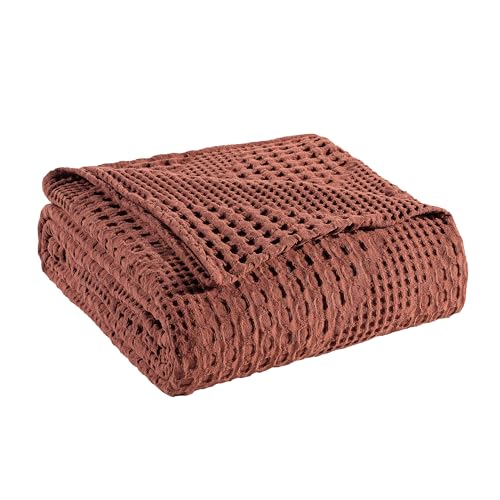 Milam London Manta de cama tamaño Super King | Manta 100% algodón suave extra grande | Colcha Super King | Manta para cama | Colección Joanna | 250 x 280 cm - Terracota