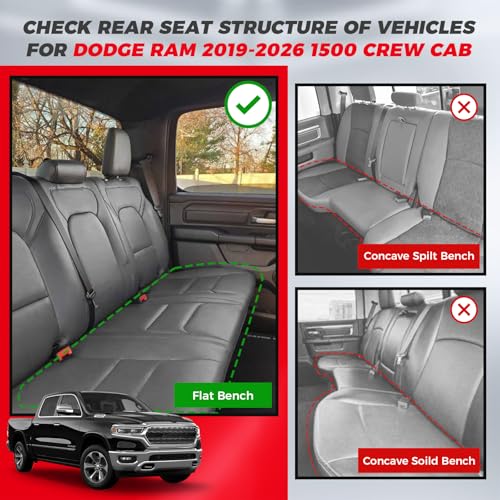Housse de siège auto Dodge Ram imperméable en cuir noir pour protéger efficacement le pick-up - 6