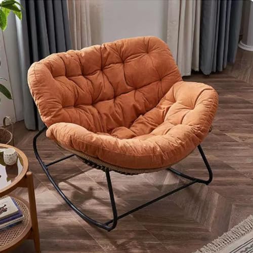 Mecedora Para Interiores Y Exteriores, Mecedoras De Gran Tamaño Para Exteriores Con Cojín Acolchado, Mecedora En Forma De Huevo, Mecedora De Ratán Para Porche Delantero, Jardín, Patio ( Color : Orange