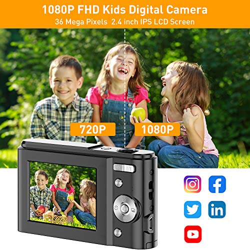 Digitalkamera 1080P FHD Mini-Videokamera 36MP LCD-Bildschirm Wiederaufladbare Studenten Kompaktkamera Taschenkamera mit… – Bild 3