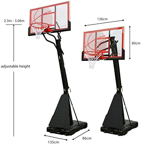 Bee-Ball ZY-021 Optimum Basketball Stand, Full NBA Official Size Basketball Hoop, Heavy Duty Breakaway Ring and Rebound System