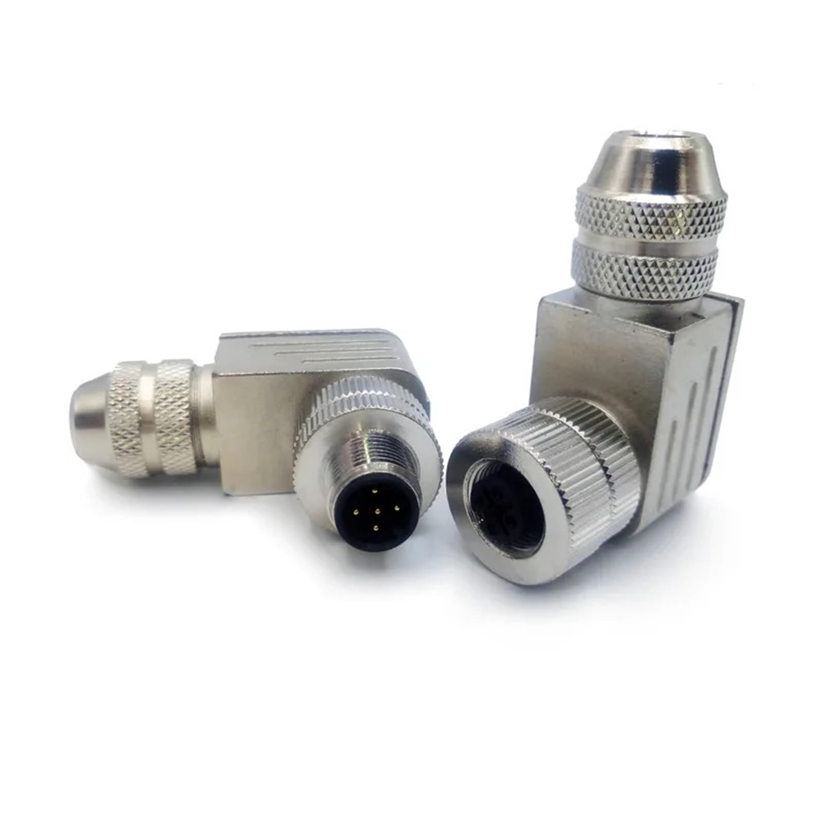 Conector M12 macho acodado de 4 pines con blindaje roscado tipo A 4